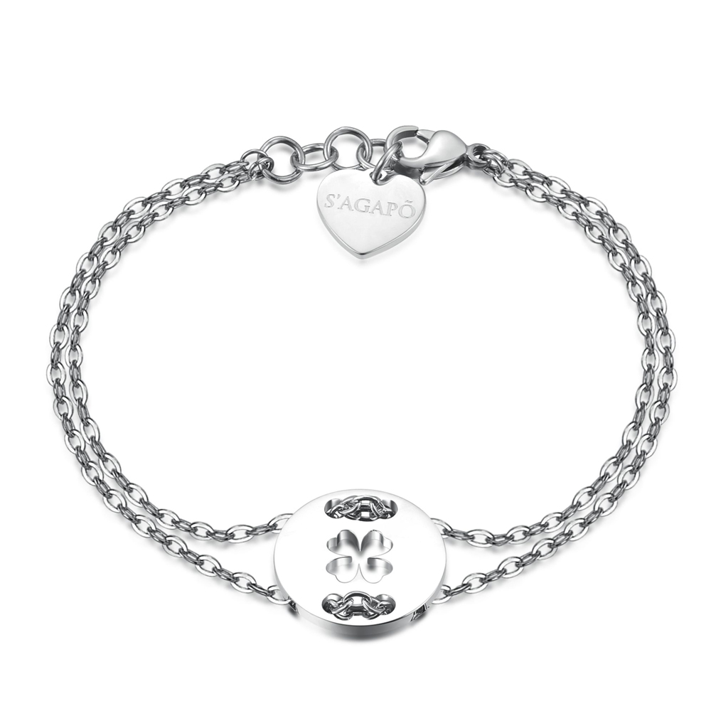 Bracciale-donna-S'agapo'-con-Quadrifoglio-linea-Be-My-Always-SBM24 Bracciale donna S’agapo’ con Quadrifoglio linea Be My Always SBM24
