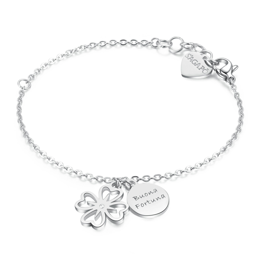 Bracciale-donna-S’agapo’-YOU-con-Quadrifoglio-SYO12 Bracciale donna S’agapo’ YOU con Quadrifoglio SYO12
