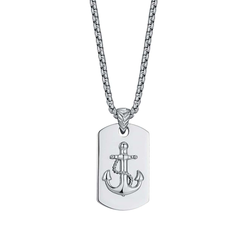 Collana-uomo-Luca-Barra-con-Piastra-ed-Ancora-CA450 Collana uomo Luca Barra con Piastra ed Ancora CA450