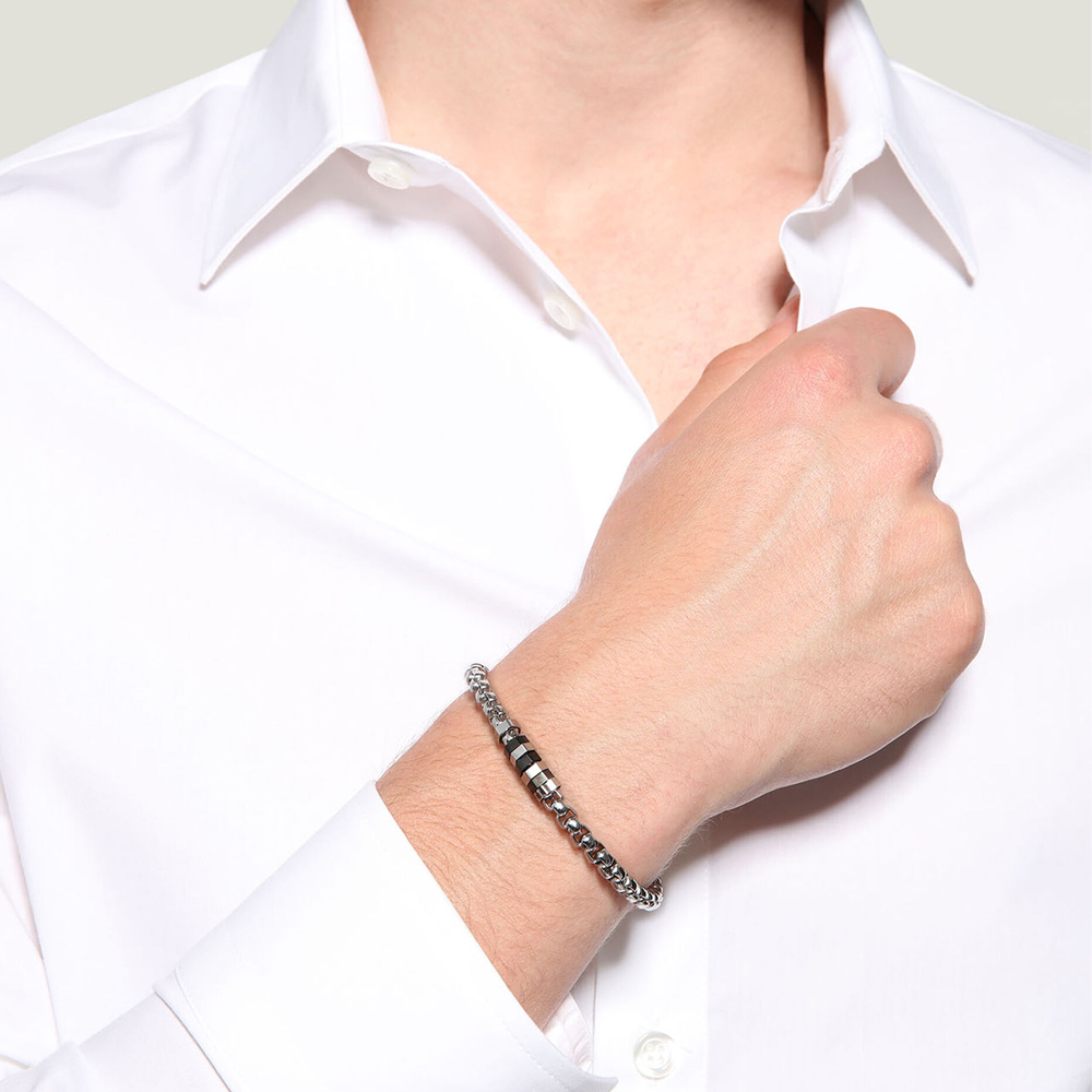 Bracciale-Uomo-Bikkembergs-BOLT-con-diamanti-BOLB02WB Bracciale Uomo Bikkembergs BOLT con diamanti BOLB02WB