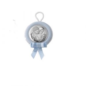 Medaglione culla Bimba Valenti Sacra famiglia Azzurro 10497-2C