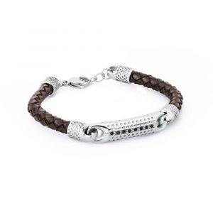 Bracciale Uomo in Acciaio e Pelle S'Agapo' Ground SGD11