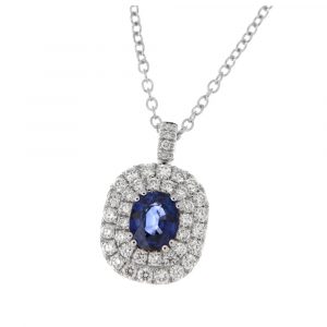 Collana Donna in Oro Bianco con Diamanti e Zaffiri Naturali Davite e Delucchi CLN011964ZF