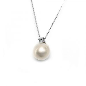 Collana Donna in Oro Bianco con Diamanti e Perle Davite e Delucchi CLNP11252