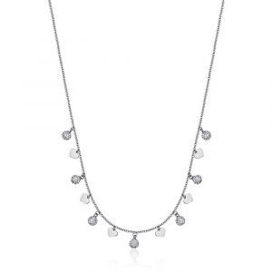 Collana con Cuori e Cristalli Bianchi in Acciaio Donna CK1789