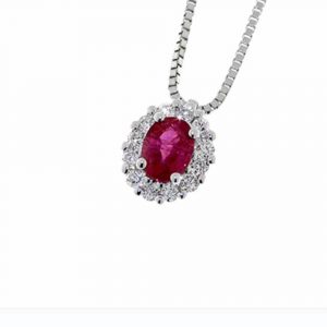Collana Donna in Oro Bianco con Diamanti e Rubini Davite e Delucchi CLN011377 RB