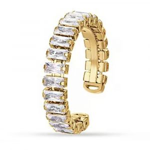 Anello in Acciaio Dorato con Cristalli Bianchi Donna ANK427