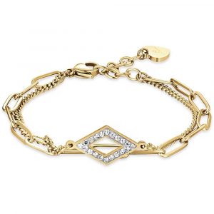 Bracciale in Acciaio dorato con Cristalli Bianchi Donna Luca Barra BK2339