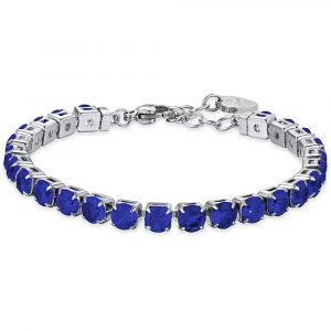 Bracciale Tennis in acciaio con Cristalli Blu Luca Barra BK2367