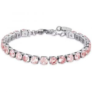 Bracciale Tennis in acciaio con Cristalli Rosa Luca Barra BK2368