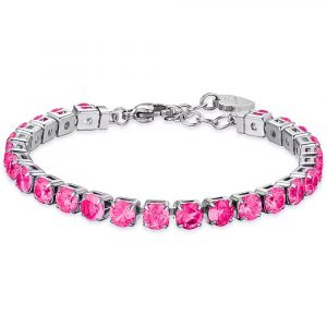Bracciale Tennis in acciaio con Cristalli Fucsia Luca Barra BK2369