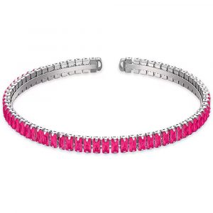 Bracciale in acciaio con cristalli fucsia Luca Barra BK2383
