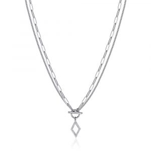 Collana in acciaio con cristalli bianchi Luca Barra CK1764