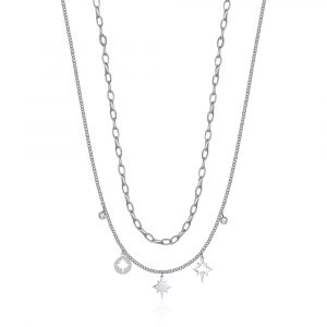 Collana con Stelle e Cristalli Bianchi in Acciaio Donna Luca Barra CK1775