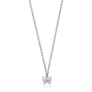 Collana con Farfalla e Cristallo Bianco in Acciaio Donna Luca Barra CK1782