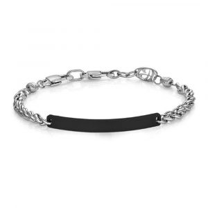 Bracciale con Piastra Nera in Acciaio Uomo Luca Barra BA1013