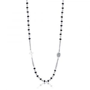 Collana Rosario con Cristalli Neri in Acciaio Uomo Luca Barra CL182