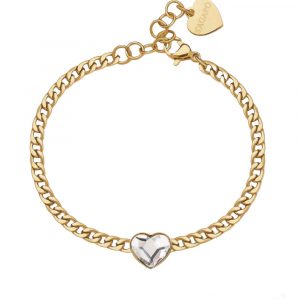 Bracciale donna in Acciaio Dorato con Cuore con cristallo bianco S’agapo SYL18