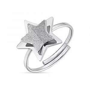 Anello in Acciaio con Stella e Glitter bianco Donna Luca Barra ANK266