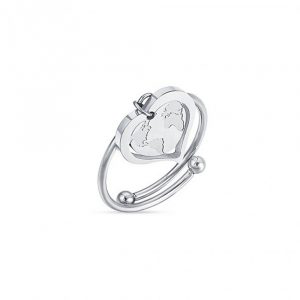 Anello in Acciaio Mappa del Mondo Donna Luca Barra ANK267