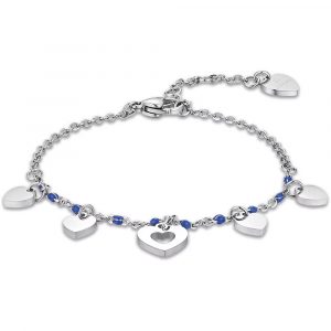 Bracciale in Acciaio Donna con Cuori e Pietre Blu Luca Barra BK2063