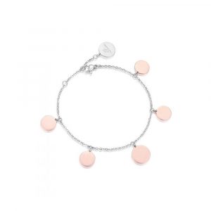 Bracciale in Acciaio con Pendenti Rosè Donna Luca Barra BK1682
