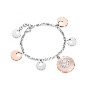 Bracciale in Acciaio Donna con Cristalli Bianchi Luca Barra BK1608