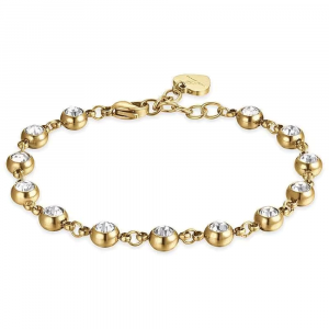 Bracciale in Acciaio Dorato con Cristalli Bianchi Luca Barra BK2441