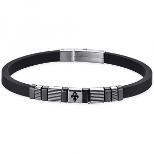 Bracciale in Silicone nero con elementi in acciaio Uomo Luca Barra BA1493