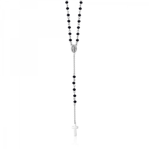 Collana Rosario con Cristalli Neri in Acciaio Uomo Luca Barra CL185