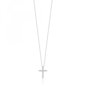 Collana in Acciaio con Croce con Cristalli Bianchi Luca Barra CK1829