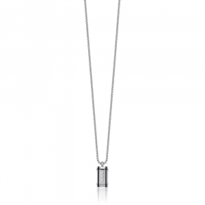 Collana in Acciaio con Piastra con Cristalli Bianchi Luca Barra CA452