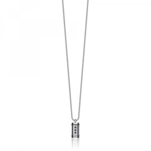 Collana in Acciaio con Piastra con Cristalli Neri Luca Barra CA453