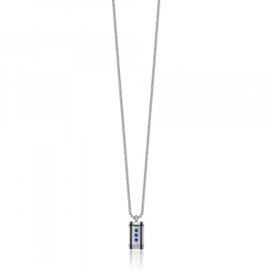 Collana in Acciaio con Piastra con Cristalli Blu Luca Barra CA454