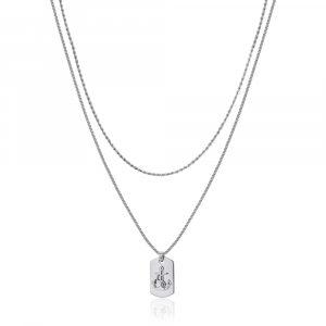 Collana in Acciaio con Piastra con Ancora Luca Barra CA455