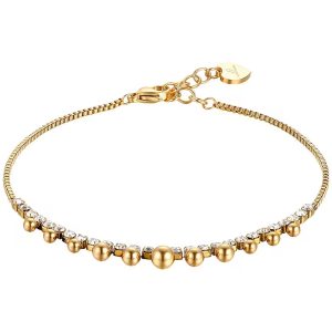 Bracciale in Acciaio Dorato con Cristalli Bianchi e Sfere Luca Barra BK2505