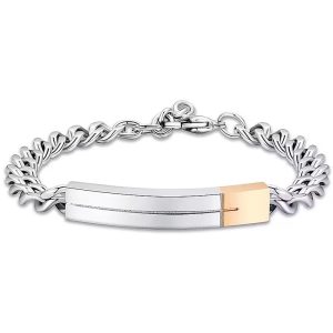 Bracciale con Elemento in Acciaio Rosato Uomo Luca Barra BA1312