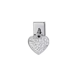 Charm Drop Cuore con Cristalli Bianchi Luca Barra CH348
