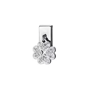 Charm Drop Quadrifoglio con Cristalli Bianchi Luca Barra CH347