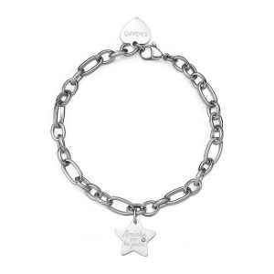 Bracciale con Scritta Amiche per la Pelle Donna in Acciaio (Migliori Amiche) S'agapo' SBY022