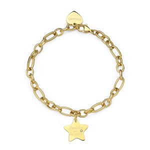 Bracciale con Scritta Amiche per la Pelle Donna in Acciaio Dorato (Migliori Amiche) S'agapo' SBY023