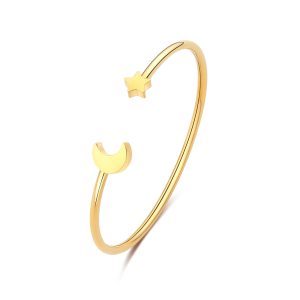 Bracciale Rigido Dorato Donna con Stella e Luna S’agapo’ SCK241