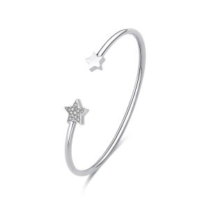Bracciale Rigido Donna con Stella e Stella con Cristalli Bianchi S’agapo’ SCK243