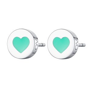Orecchini con Cuore Smaltato Verde e incisione Luca Barra SCK51