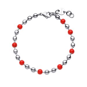 Bracciale con Palline in Acciaio e con Arancione Uomo Luca Barra SRP64