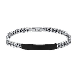 Bracciale Uomo in Acciaio con Targhetta Nera Luca Barra BA1686