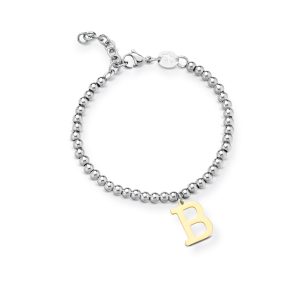 Bracciale Donna in Acciaio Pallinato con Lettera B Luca Barra BK1280