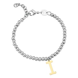 Bracciale Donna in Acciaio Pallinato con Lettera I Luca Barra BK1286