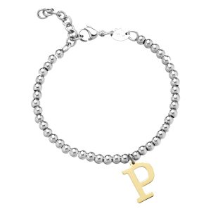 Bracciale Donna in Acciaio Pallinato con Lettera P Luca Barra BK1290