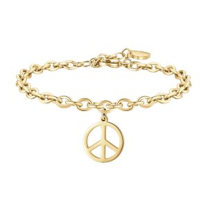 Bracciale Donna in Acciaio dorato con simbolo Pace Luca Barra BK2168